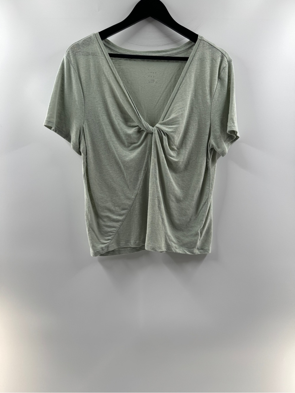 A New Day Seafoam Green Twist Knot Top Women's XL Linen Blend - Picture 1 of 8